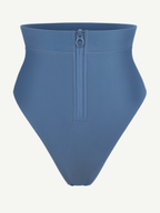 High-Waist Slimming Bikini Bottom with Waterproof Zip Line