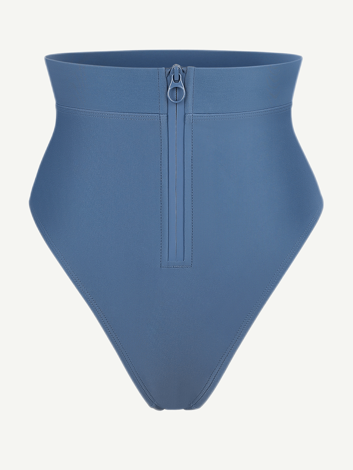 High-Waist Slimming Bikini Bottom with Waterproof Zip Line