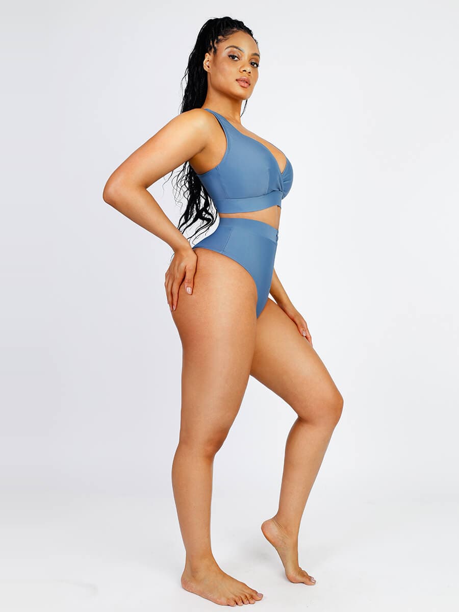 Bikini Top with Surplice Neck & Adjustable Straps - Auxieswear