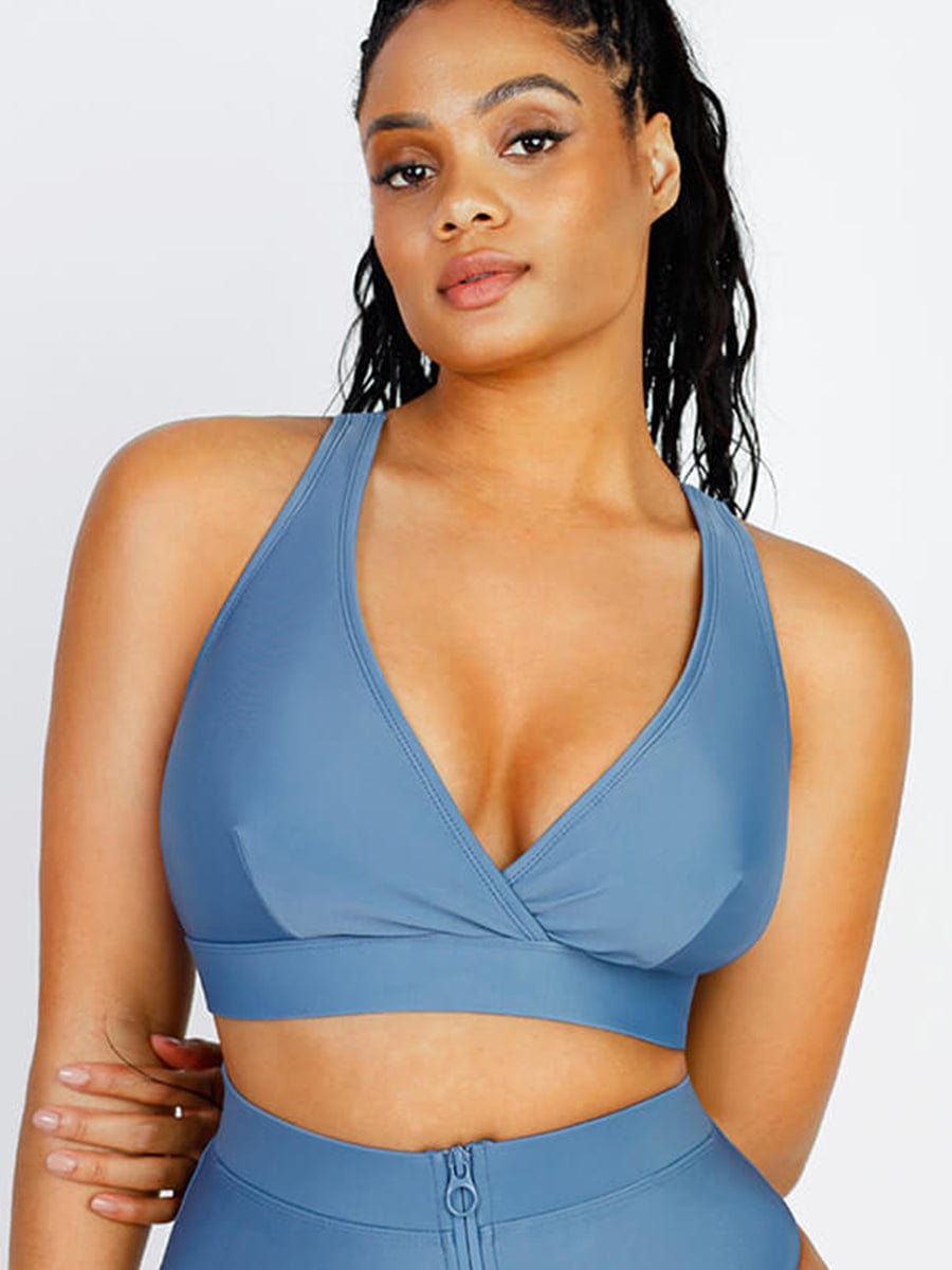Bikini Top with Surplice Neck & Adjustable Straps - Auxieswear