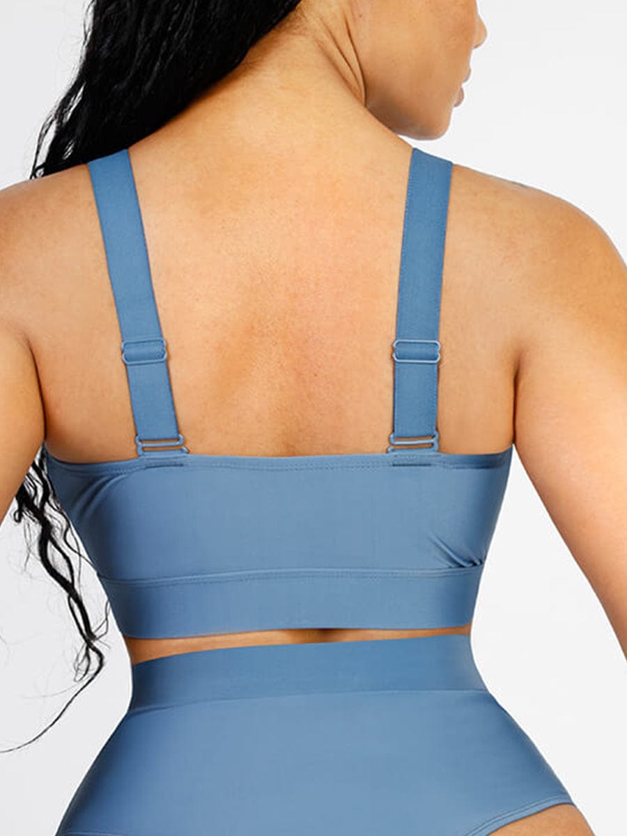 Bikini Top with Surplice Neck & Adjustable Straps - Auxieswear