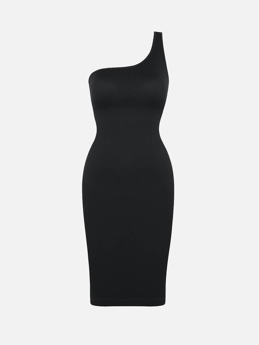 One-Shoulder Design Waist Sculpting Dress - Auxieswear