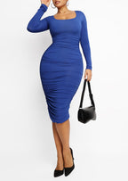 Square-neck Long-sleeve Shaping Dress