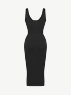 Deep V-Neck Waist Trimming Dress with Removable Pads