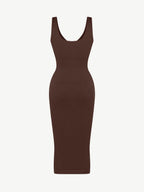 Deep V-Neck Waist Trimming Dress with Removable Pads