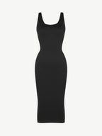 Deep V-Neck Waist Trimming Dress with Removable Pads