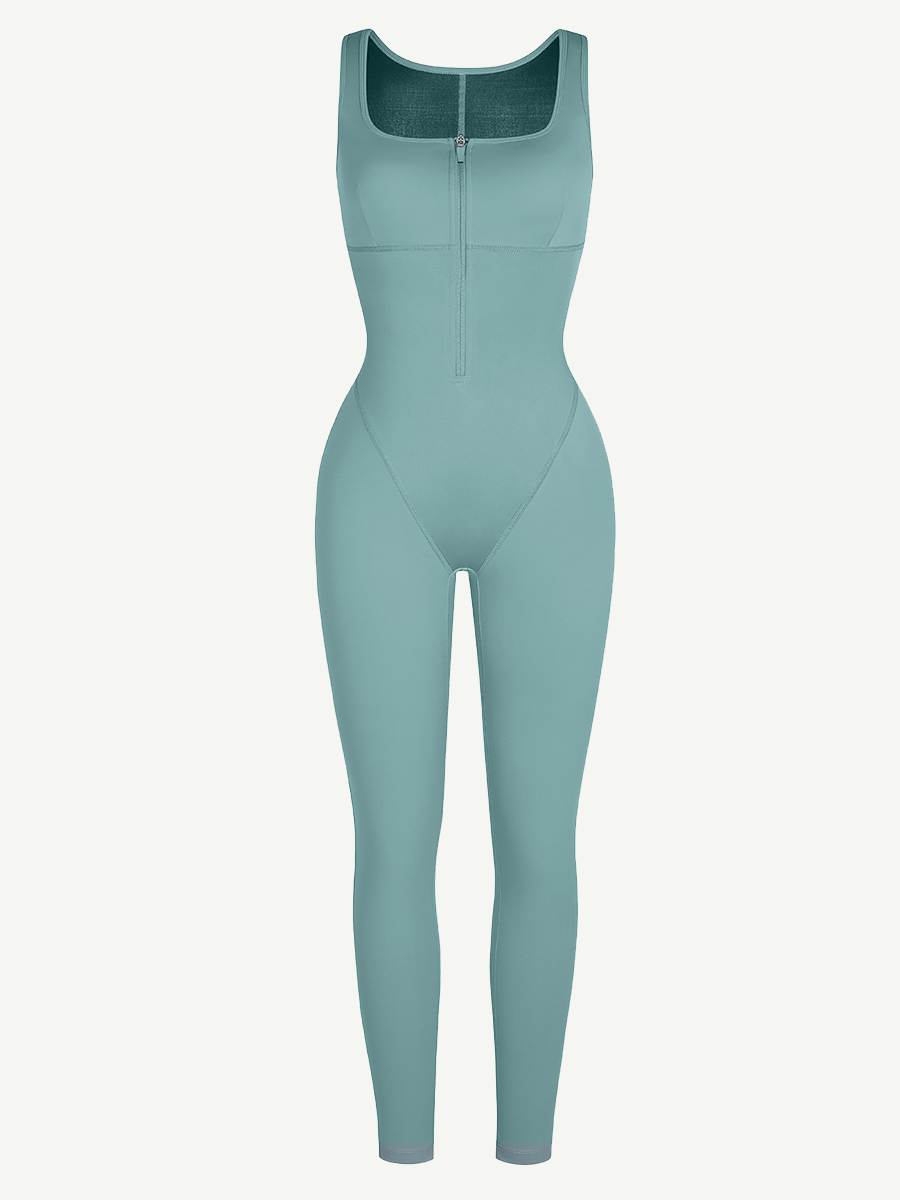 Sweat-Boosting Jumpsuit With Front Zipper - Auxieswear