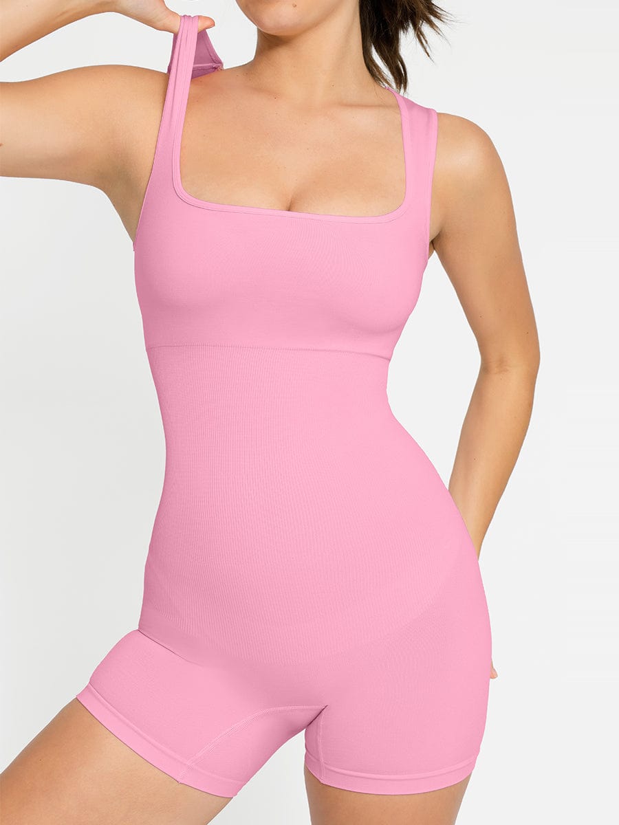 Square Neck Waist and Belly Shaping Jumpsuit