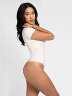 Scoop Neck Cap Sleeve Form-Fitting Bodysuit