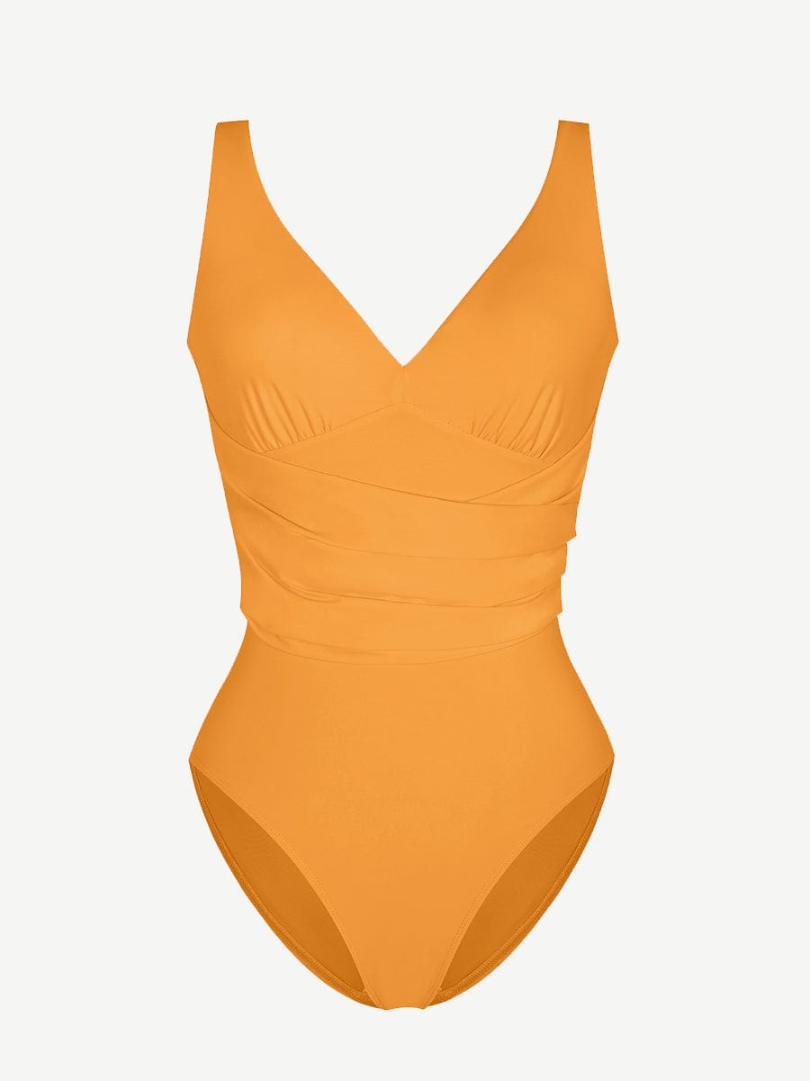 Waist Sculpting Deep V-Neck One-Piece Swimsuit - Auxieswear