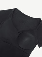 Scoop Neck Cap Sleeve Form-Fitting Bodysuit