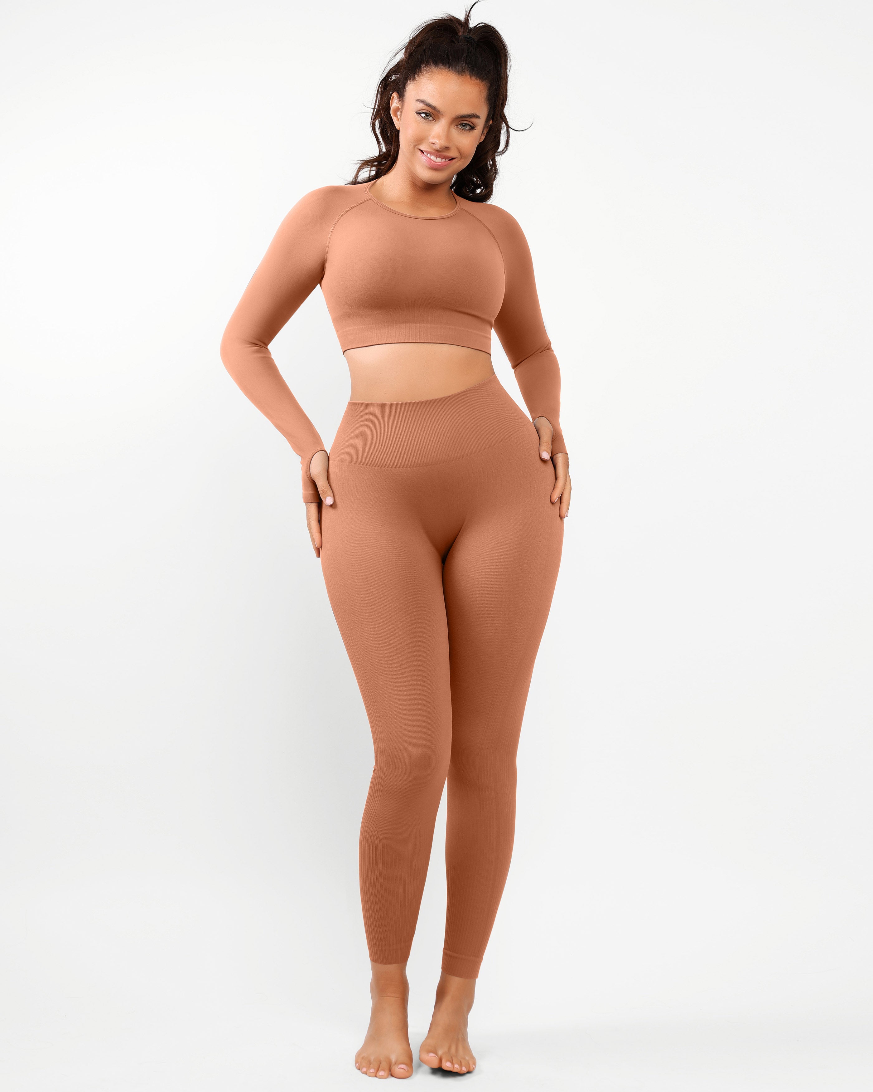 Double-Layered Body Sculpting Seamless Fitness Suit