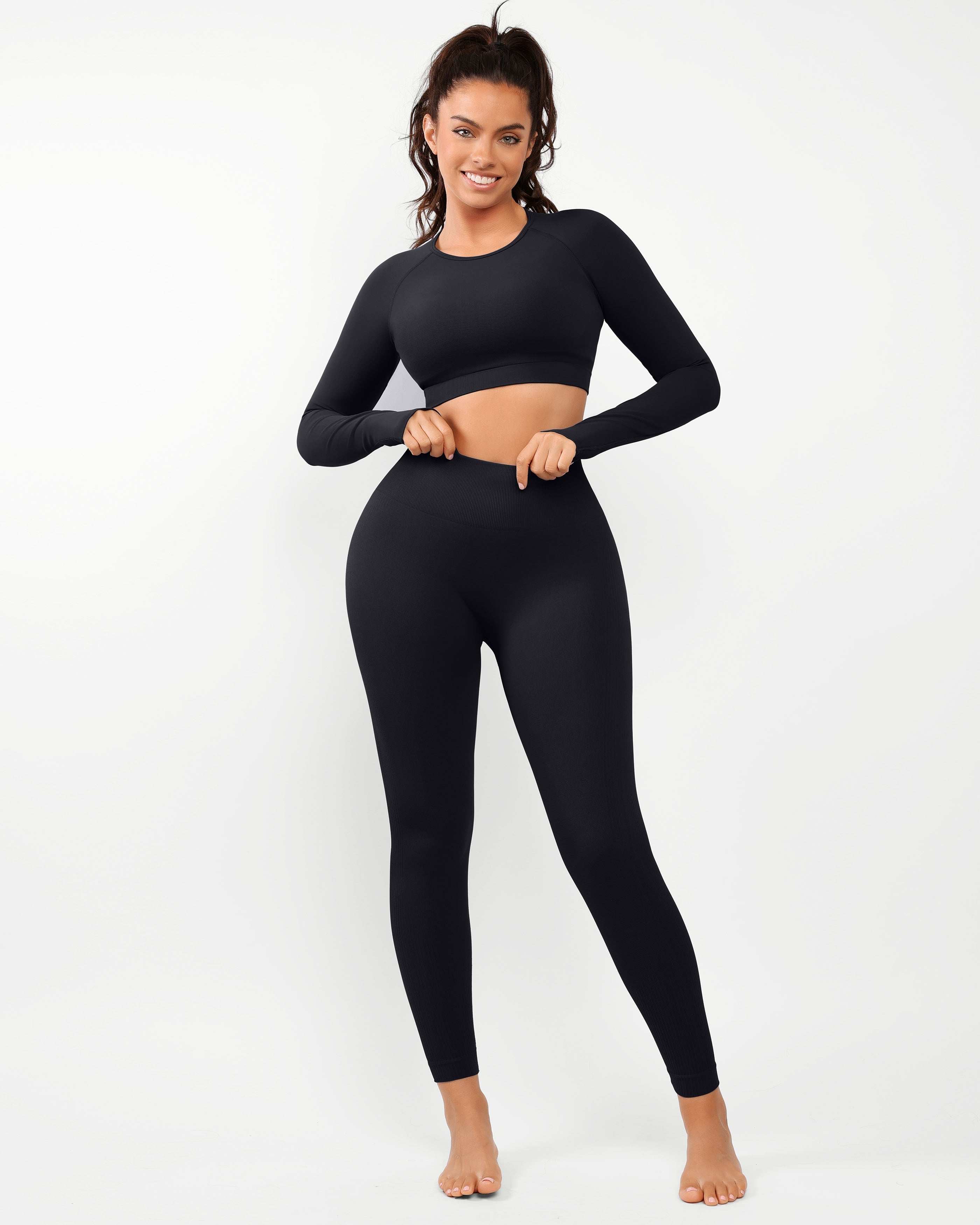 Double-Layered Body Sculpting Seamless Fitness Suit - Auxieswear