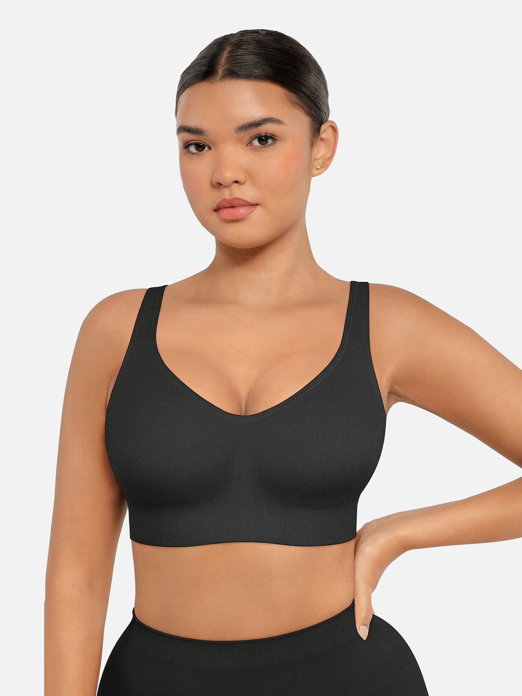 Wireless Bust Support Bra with Fixed Cups
