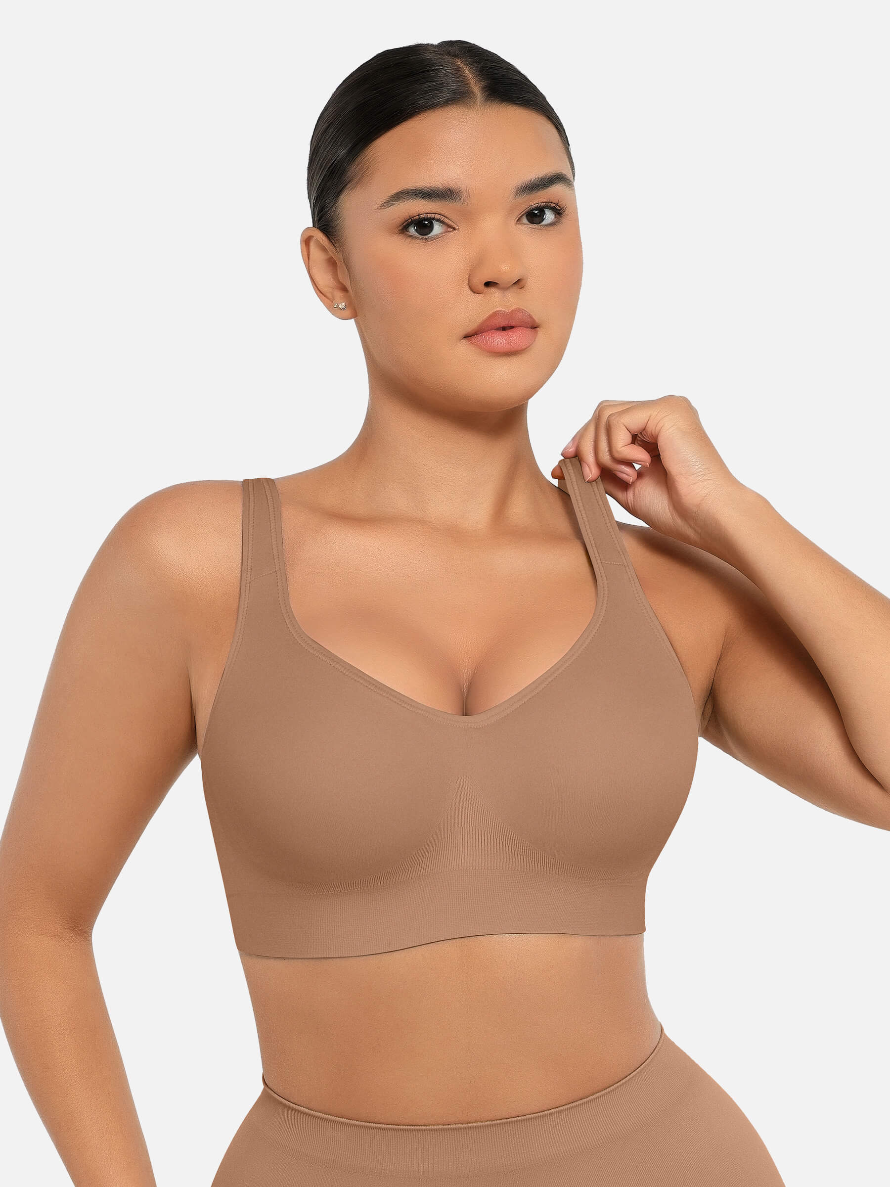 Wireless Bust Support Bra with Fixed Cups