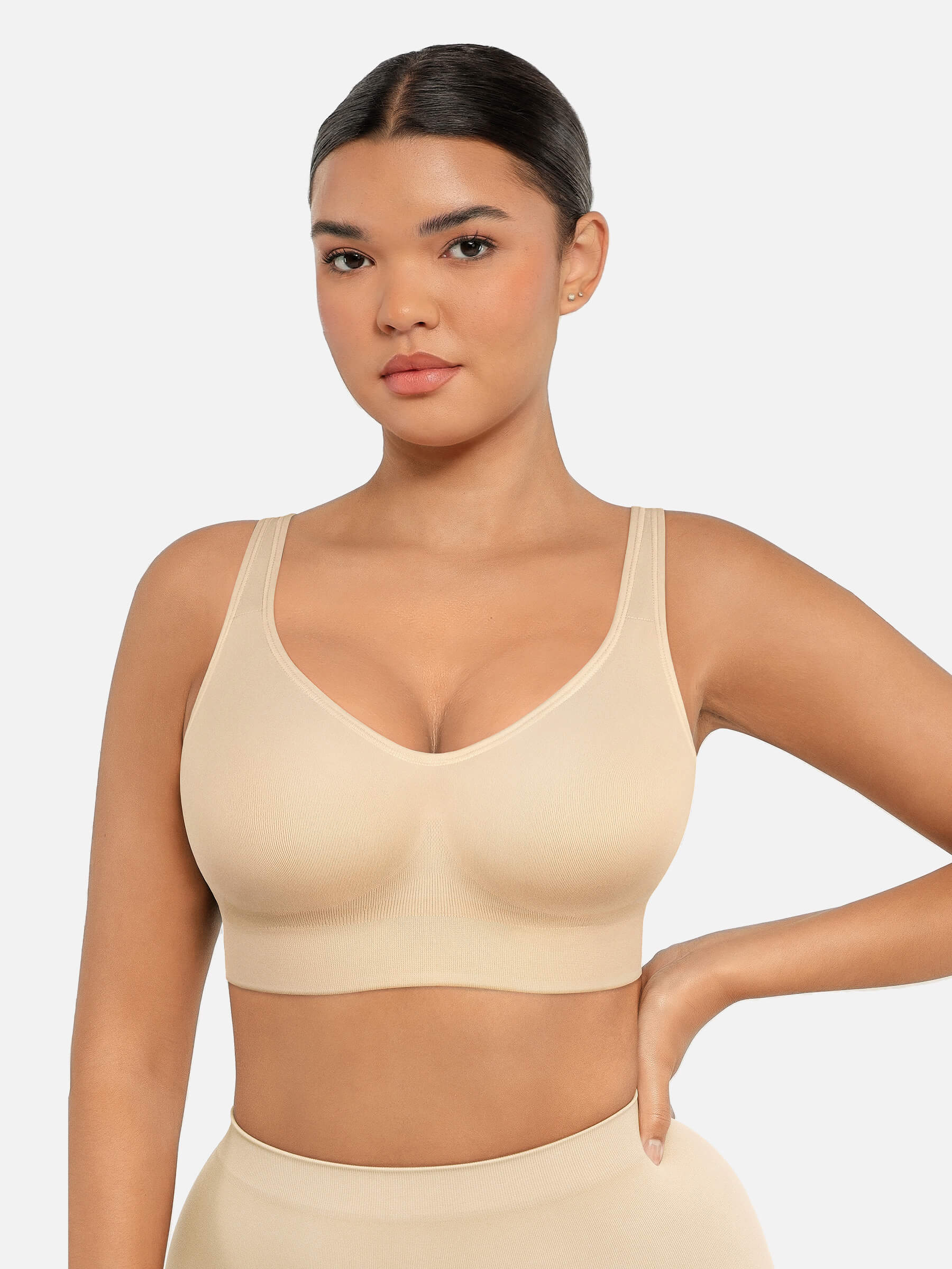 Wireless Bust Support Bra with Fixed Cups - Auxieswear