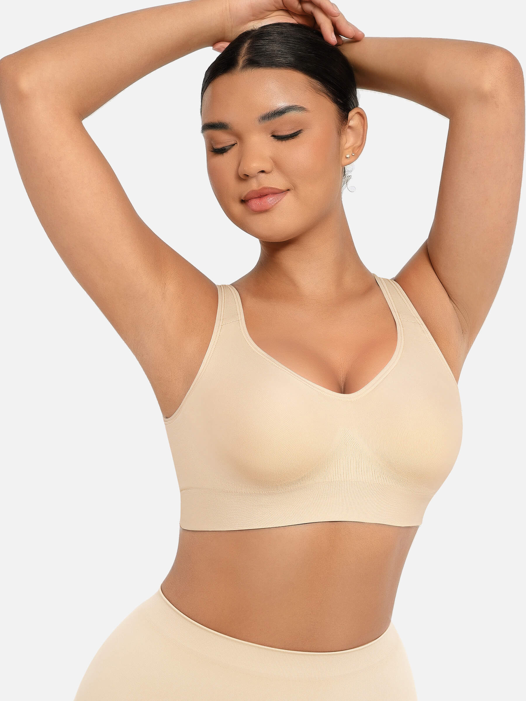 Wireless Bust Support Bra with Fixed Cups - Auxieswear