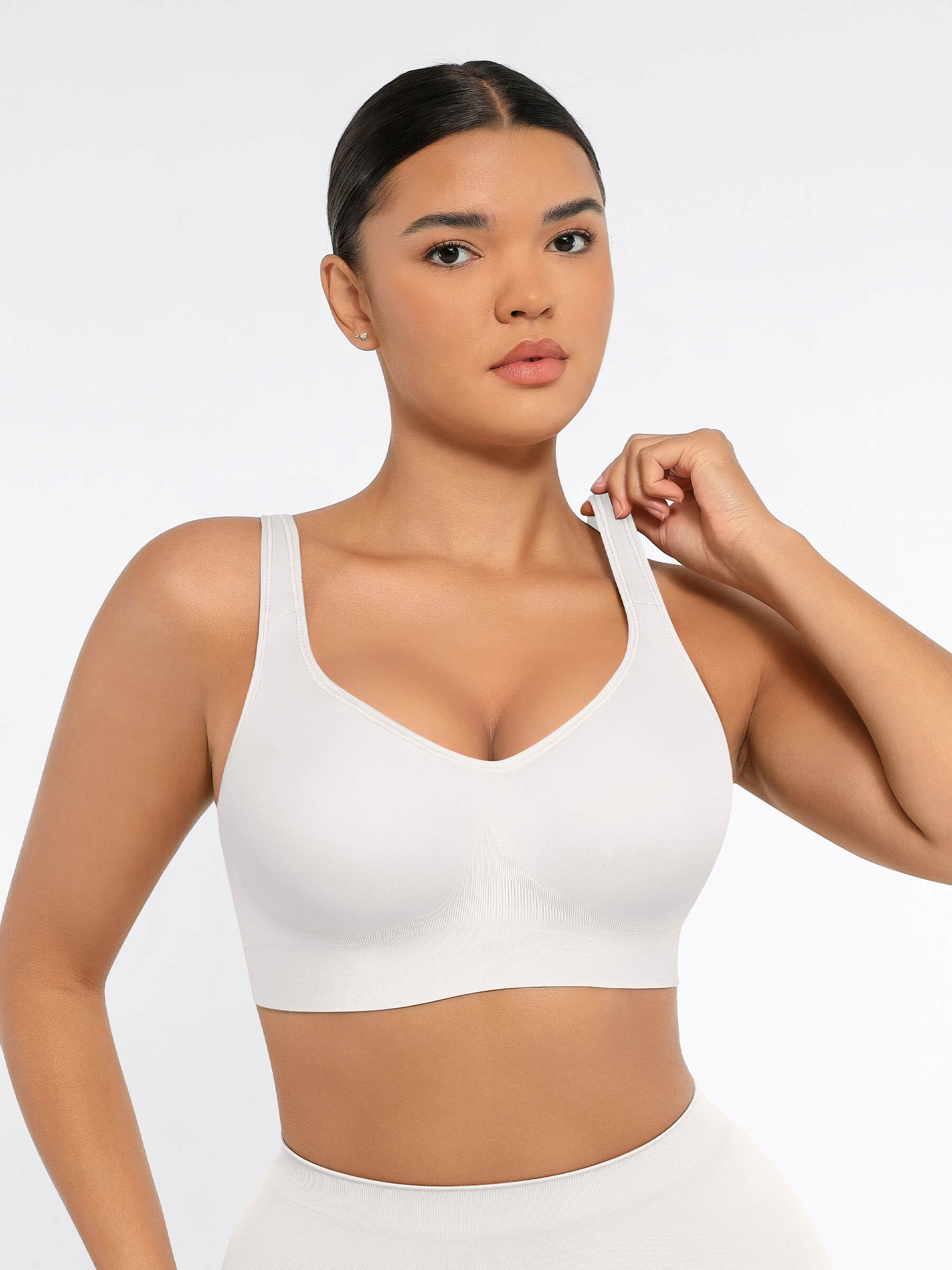 Wireless Bust Support Bra with Fixed Cups