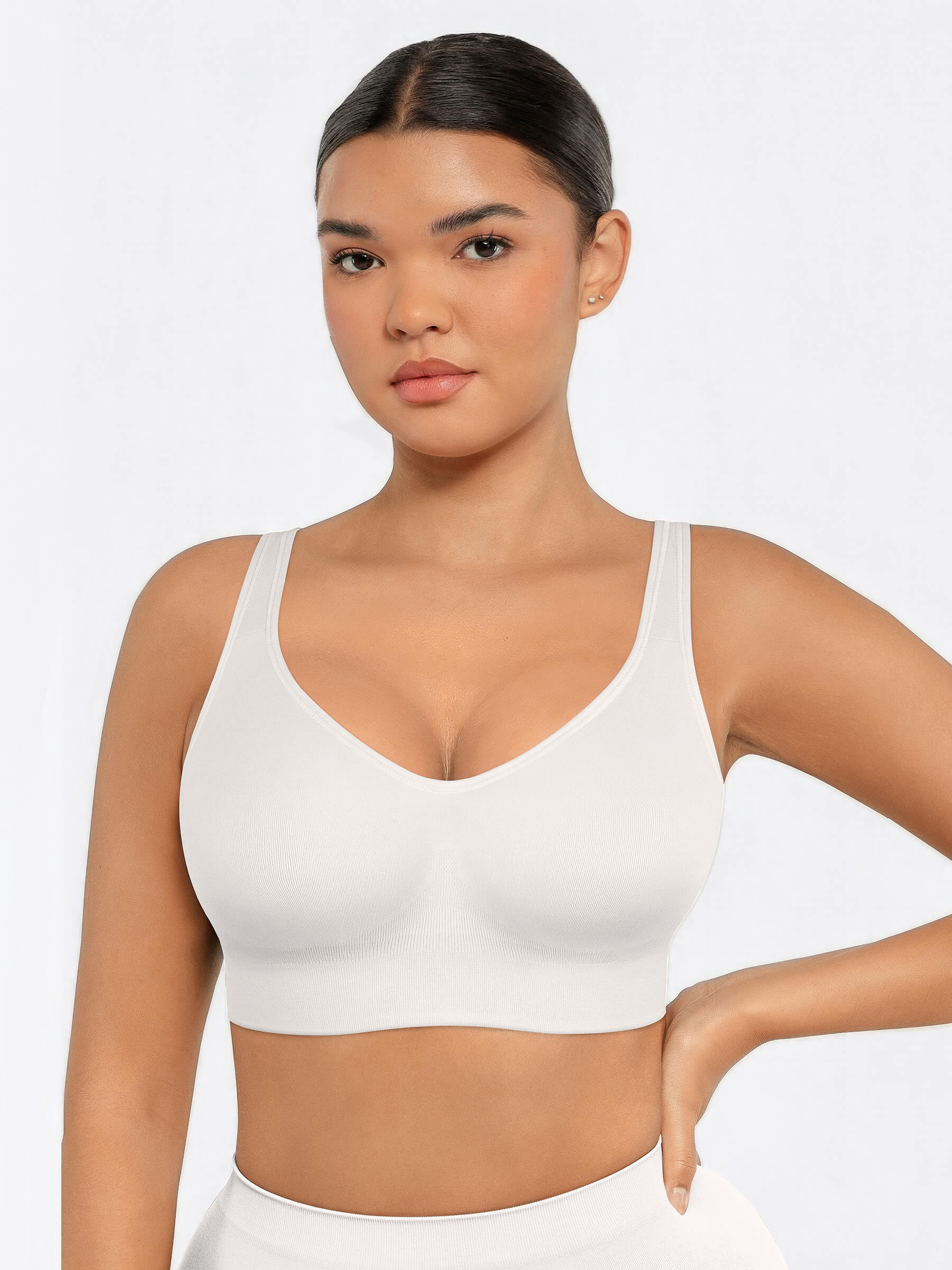 Wireless Bust Support Bra with Fixed Cups