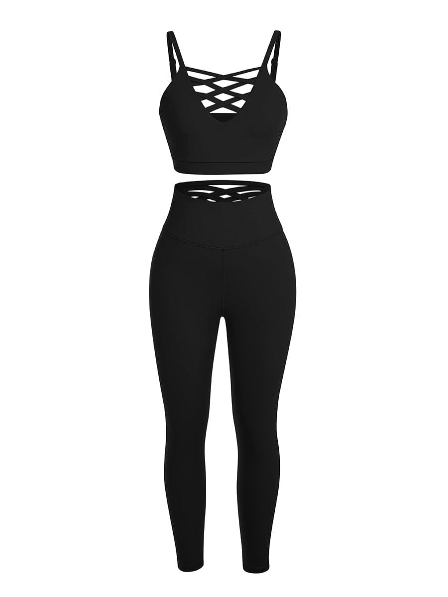 Crisscross Straps Tops & High Waist Leggings