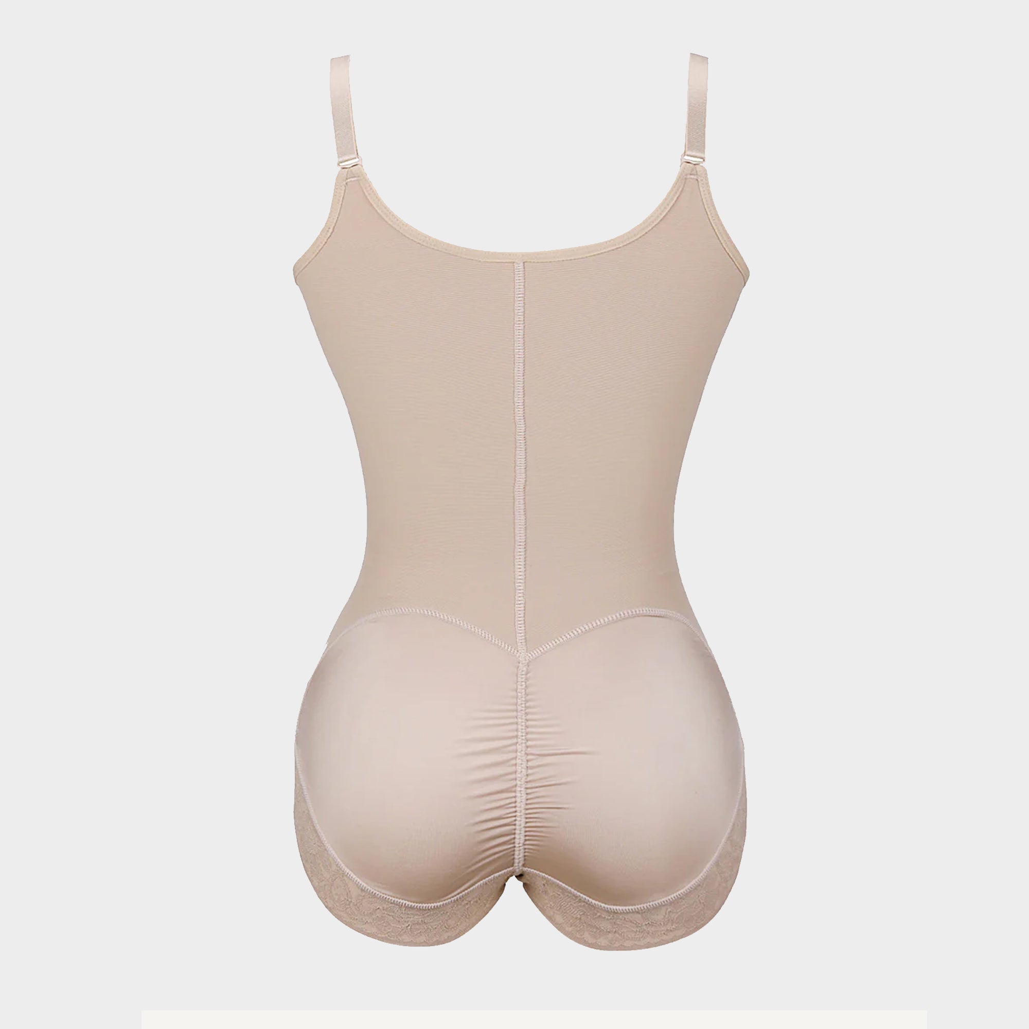 U-Shaped Bust Lifting Lace Bodysuit With Front Zipper - Auxieswear