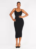 V-Neck Body Shaping Midi Dress