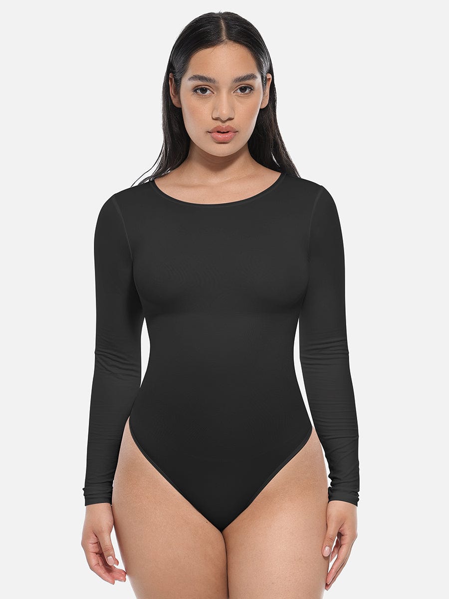 Long Sleeve Slim Corset Bodysuit - Auxieswear
