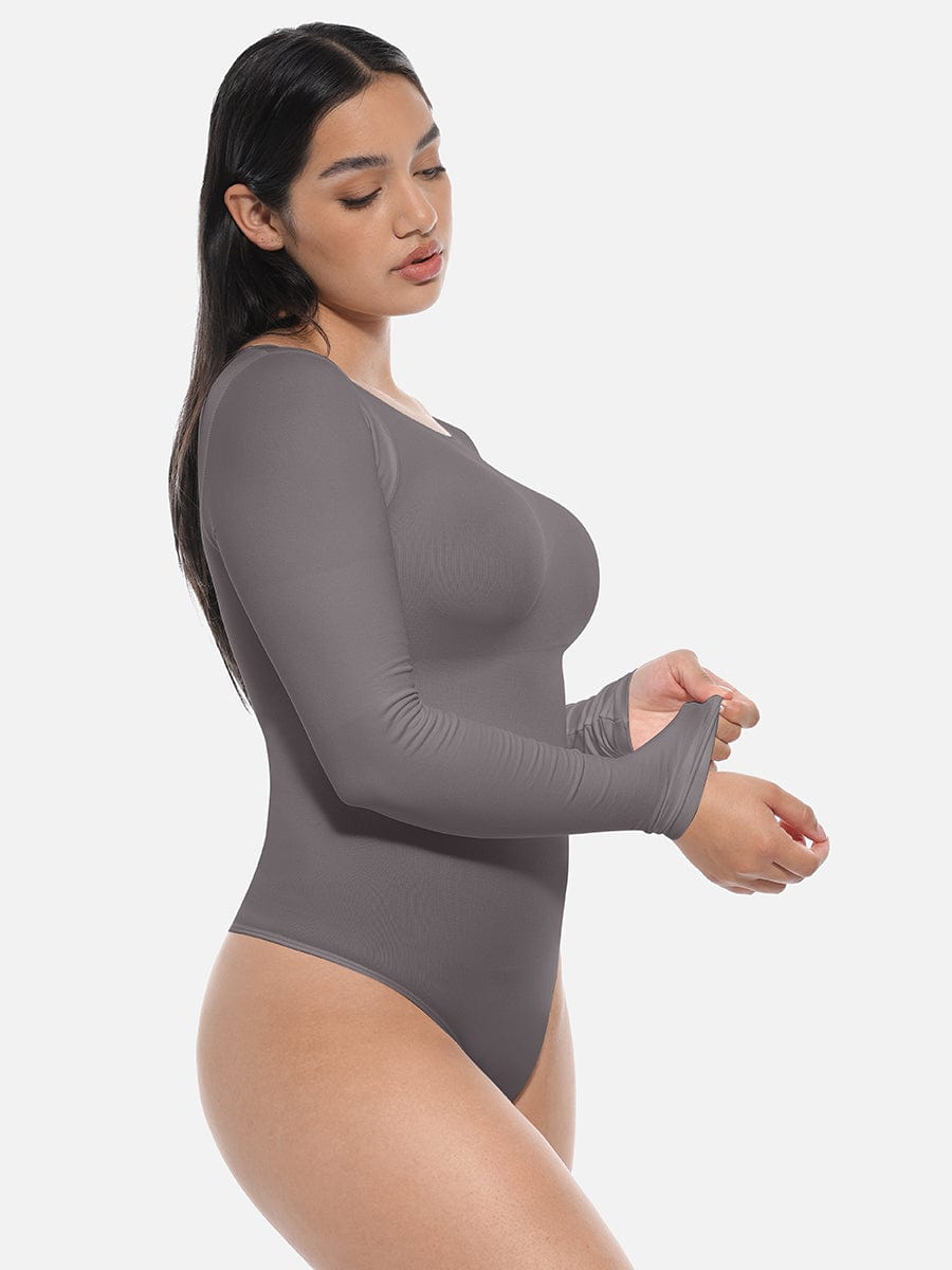 Long Sleeve Slim Corset Bodysuit - Auxieswear