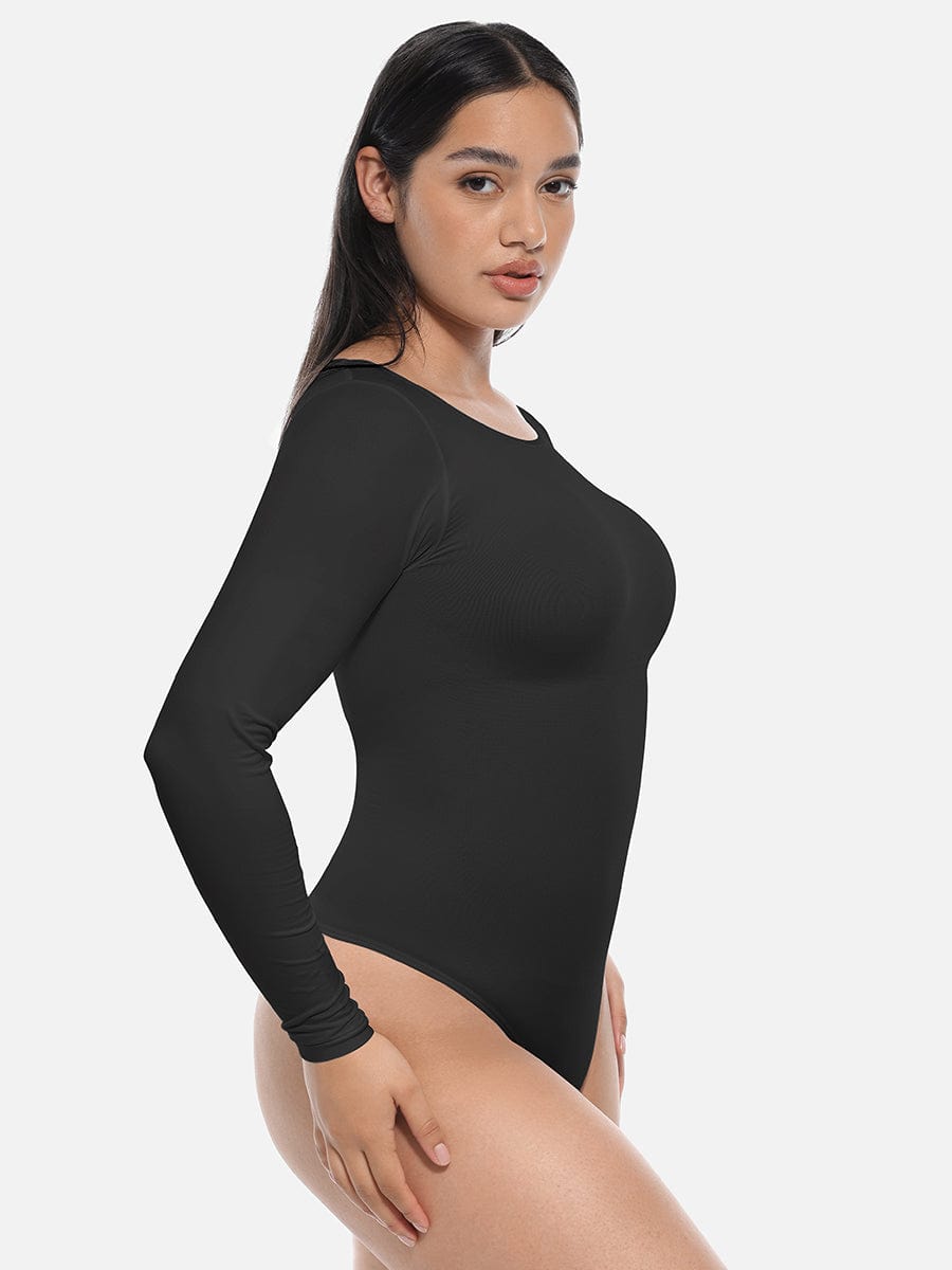 Long Sleeve Slim Corset Bodysuit - Auxieswear