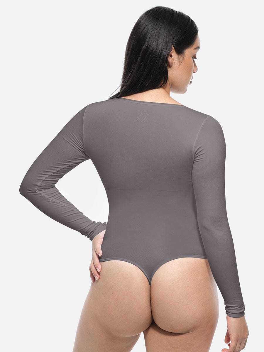 Long Sleeve Slim Corset Bodysuit - Auxieswear