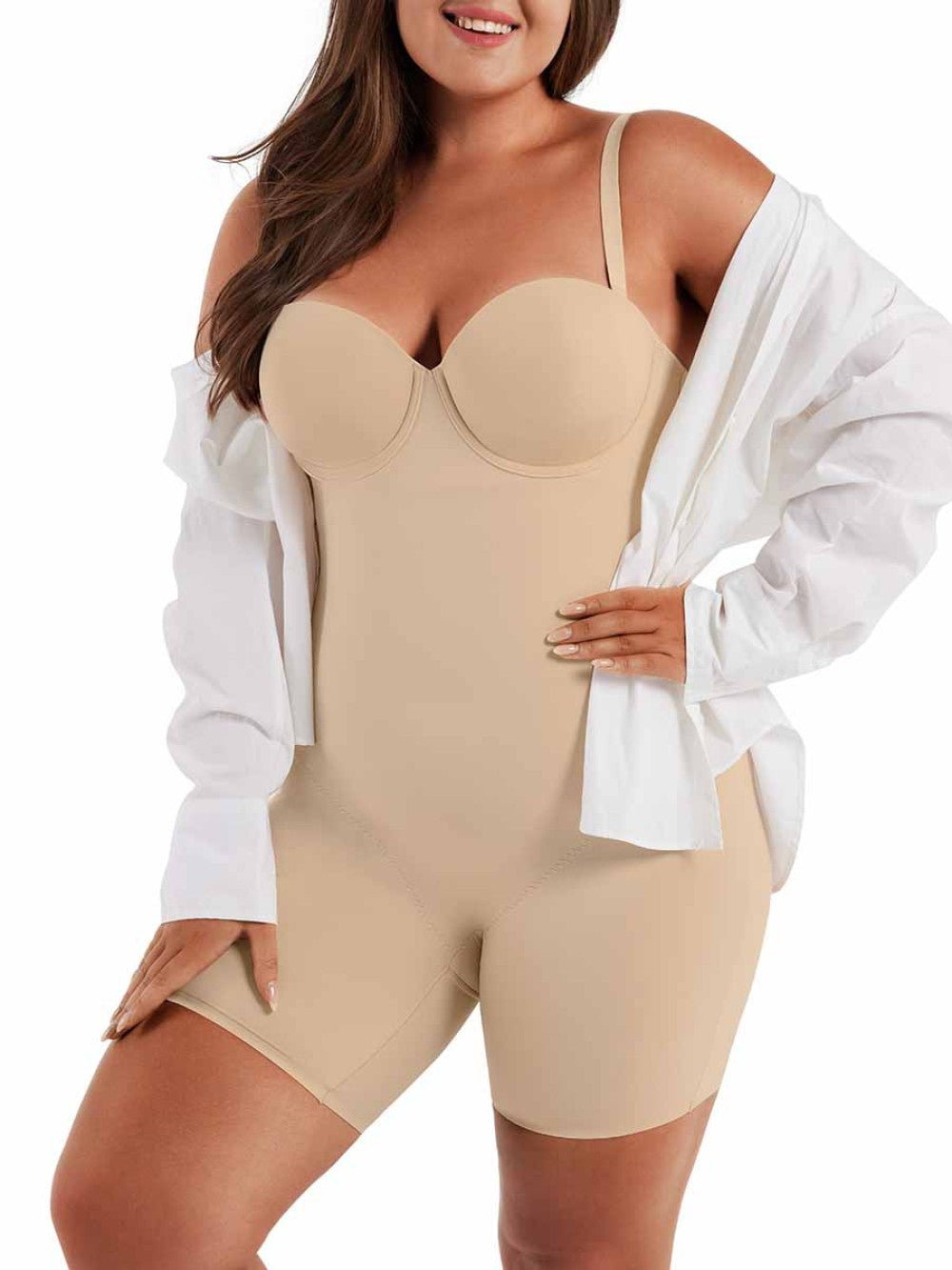 Back Smoothing Strapless Push-Up Bodysuit