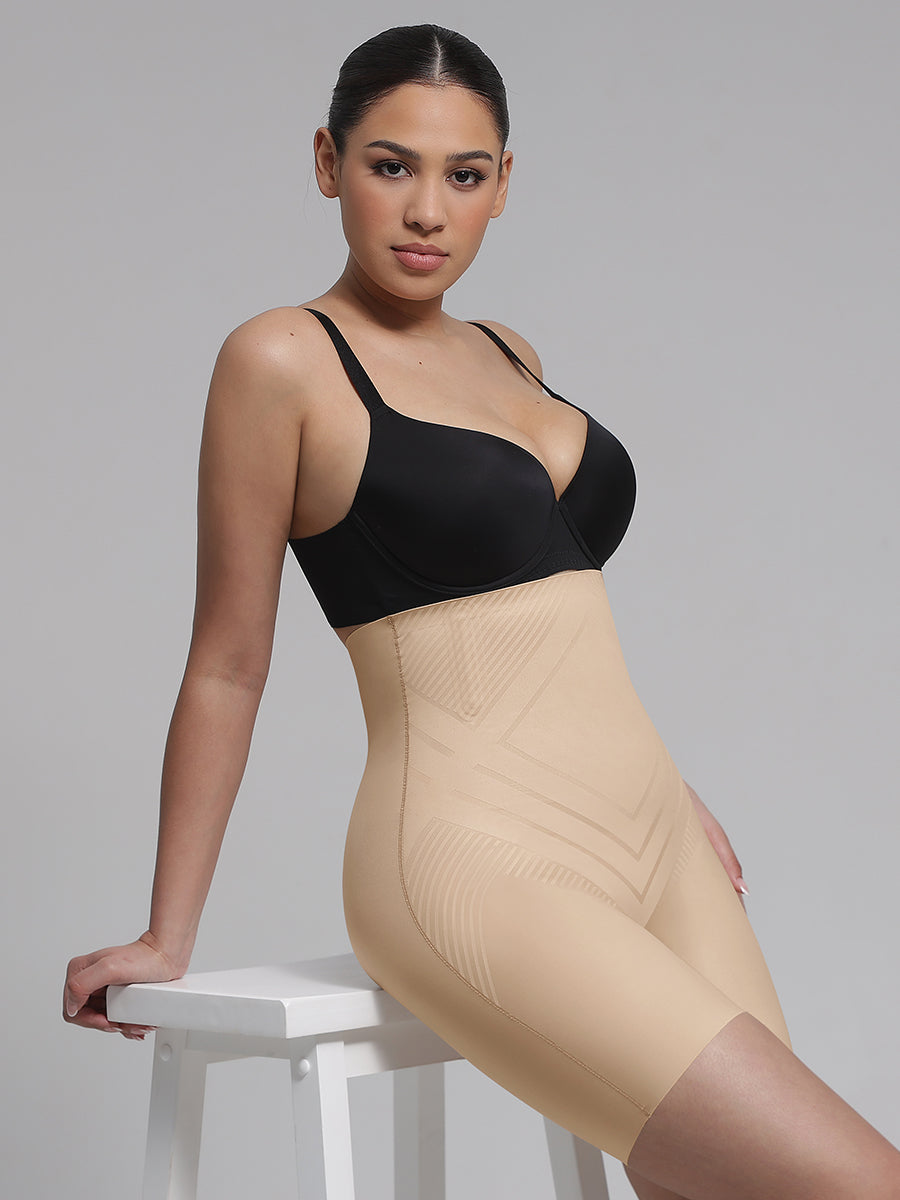 High Waist Trimming Thigh Slimmer with Steel Bones