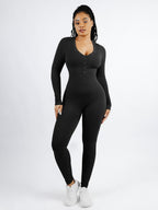 Deep V-neck High Stretch Tummy Control Jumpsuit