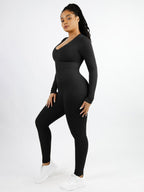 Deep V-neck High Stretch Tummy Control Jumpsuit
