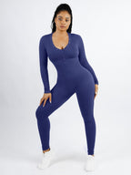 Deep V-neck High Stretch Tummy Control Jumpsuit