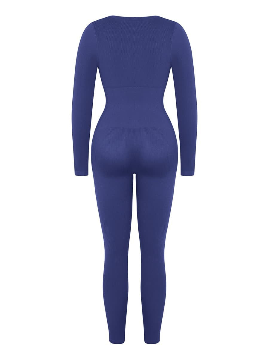 Deep V-neck High Stretch Tummy Control Jumpsuit - Auxieswear