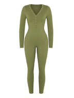 Deep V-neck High Stretch Tummy Control Jumpsuit