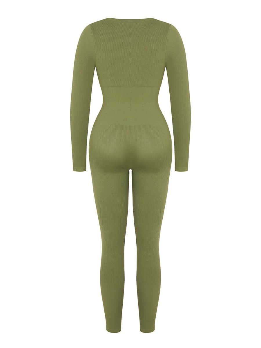 Deep V-neck High Stretch Tummy Control Jumpsuit - Auxieswear