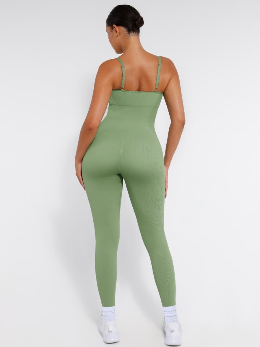 High-Stretch Tummy Control Jumpsuit with Removable Pads - Auxieswear