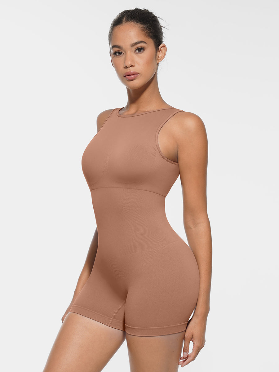 U Back Shape Sculpting Romper with Removable Cups - Auxieswear