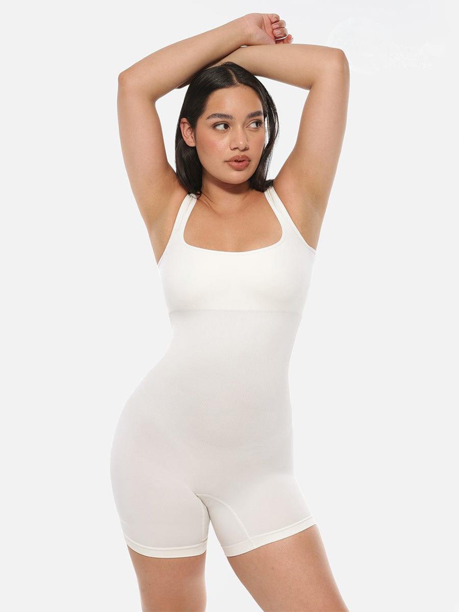 Square Neck Waist and Belly Shaping Jumpsuit - Auxieswear