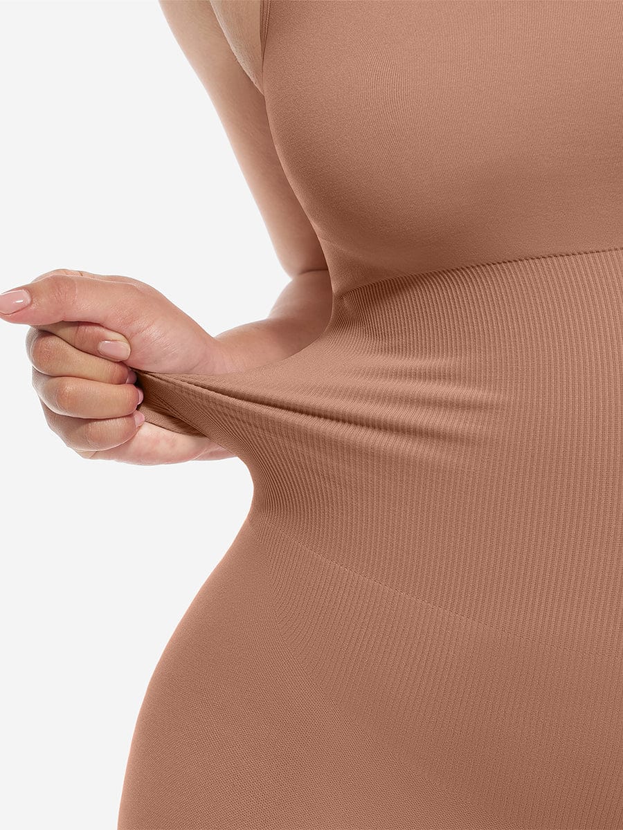 Square Neck Waist and Belly Shaping Jumpsuit - Auxieswear