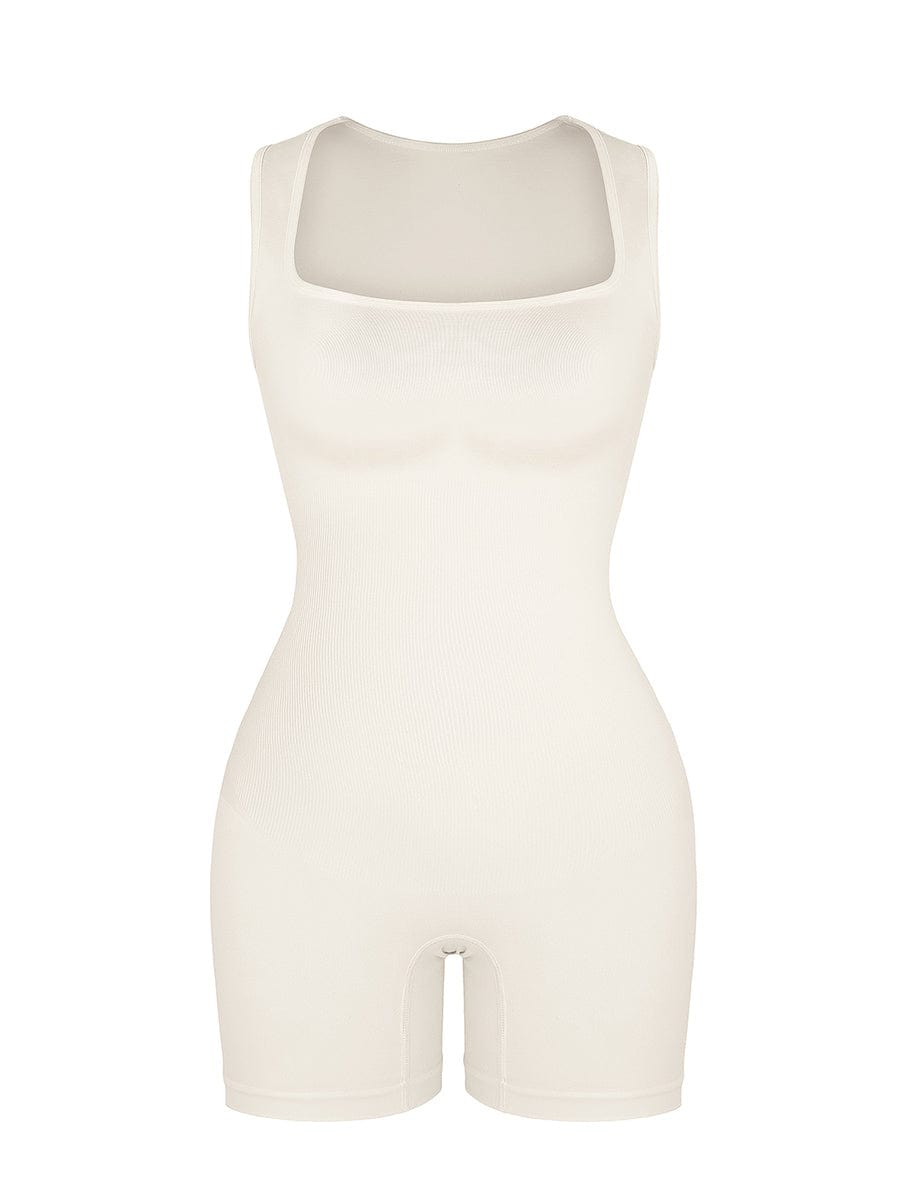 Square Neck Waist and Belly Shaping Jumpsuit - Auxieswear