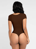 Scoop Neck Cap Sleeve Form-Fitting Bodysuit