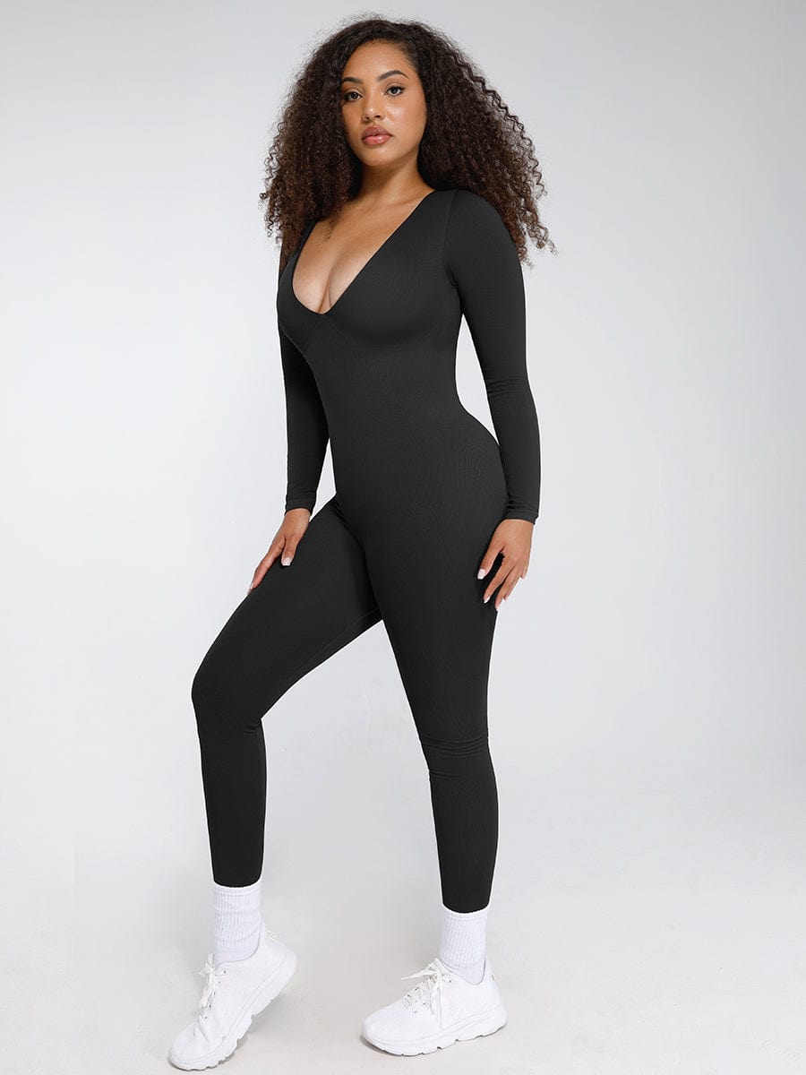 Deep V Tummy & Waist Control Jumpsuit - Auxieswear