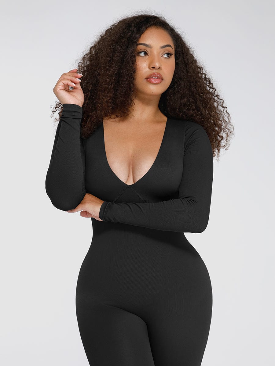 Deep V Tummy & Waist Control Jumpsuit - Auxieswear
