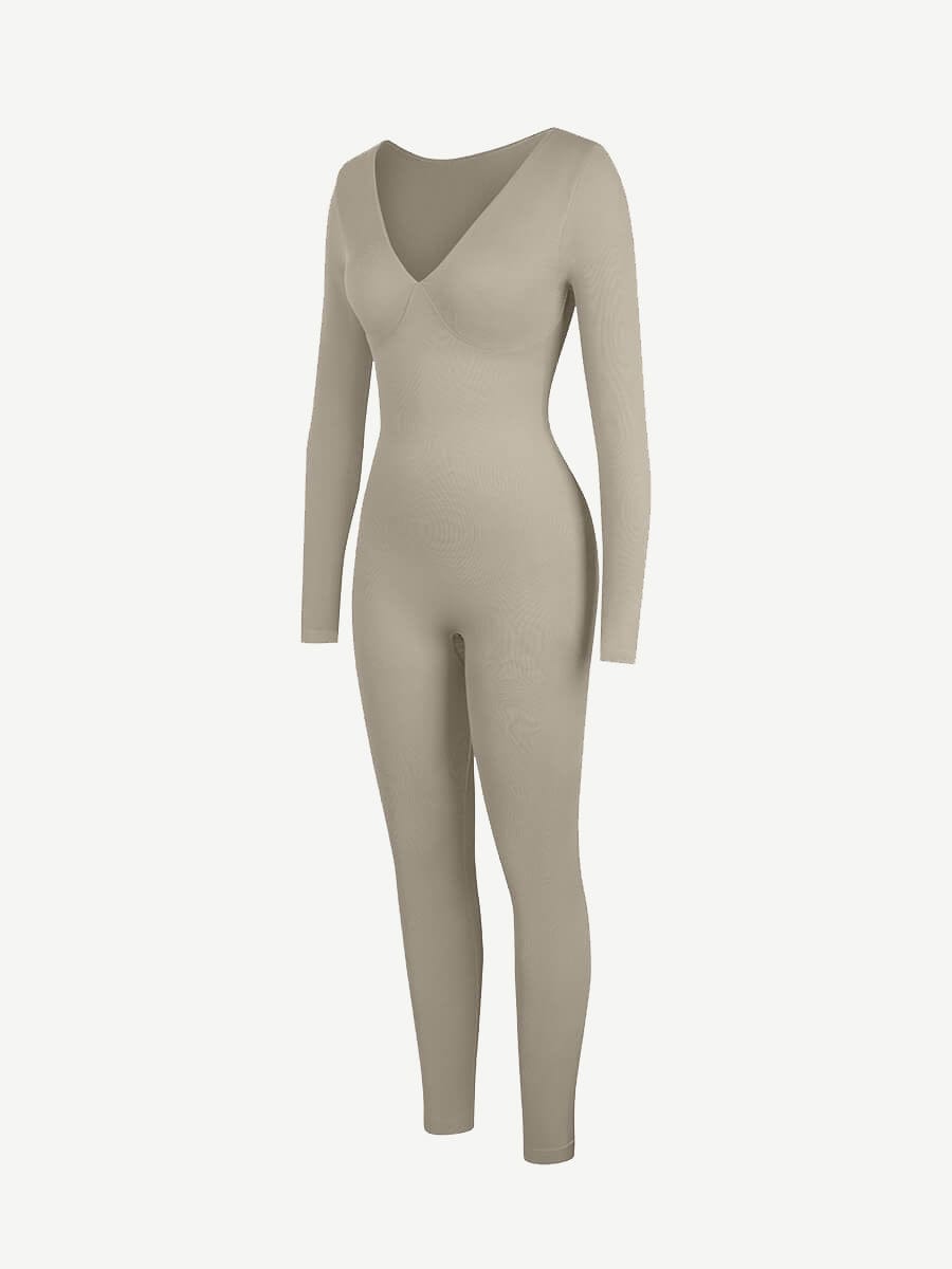 Deep V Tummy & Waist Control Jumpsuit - Auxieswear