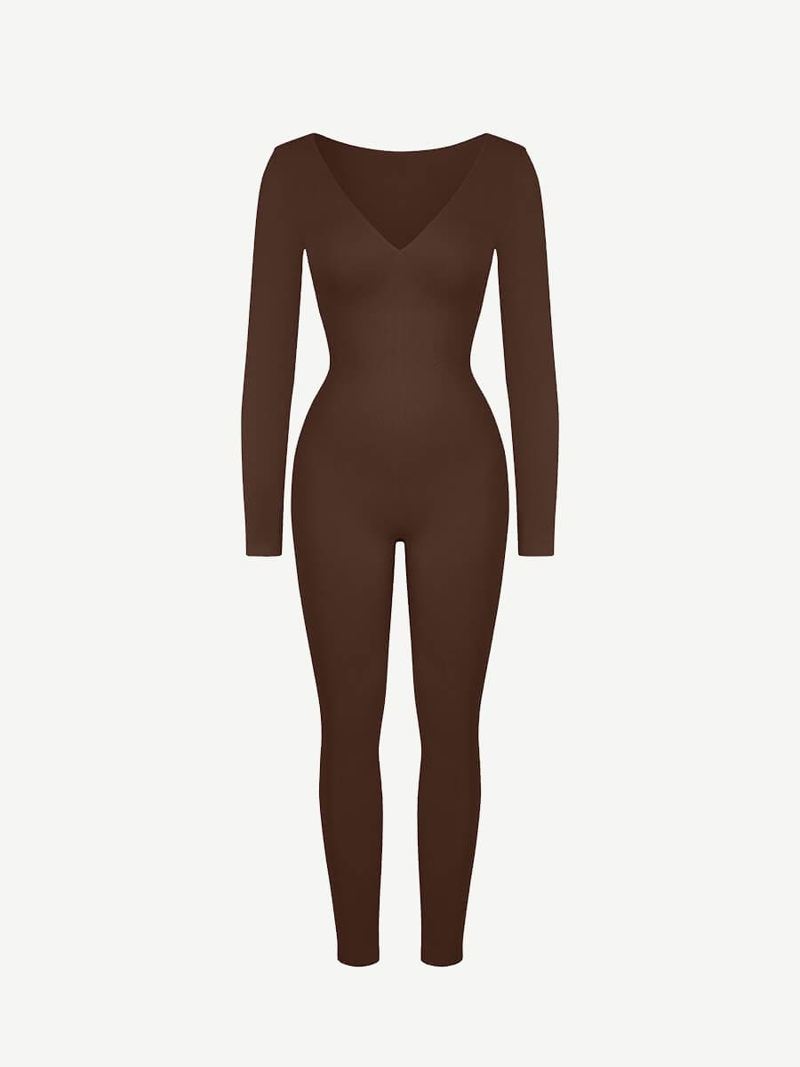 Deep V Tummy & Waist Control Jumpsuit