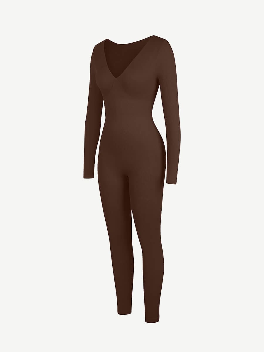 Deep V Tummy & Waist Control Jumpsuit - Auxieswear