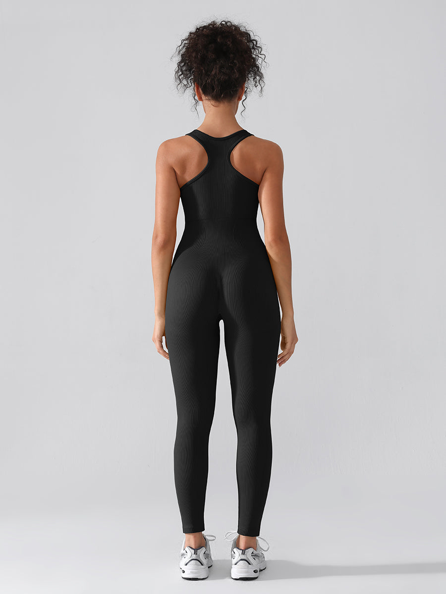 Seamless Ribbed Full-Length Shaping Catsuit - Auxieswear